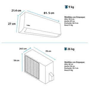 Aire Acondicionado Inverter 220 V 12000 BTUs Blanco MABE - MMI12CDBWCCCHI8