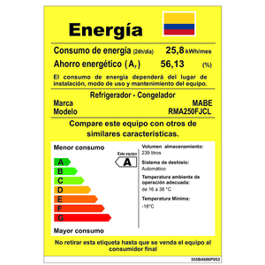 Nevera No Frost 250 L Brutos Platinum Mabe - RMA250FJCL