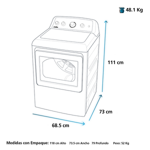 Secadora a gas 22 kg Plata Mabe - SMG47N8MSGAB0