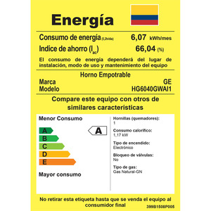 Horno de Empotrar a Gas de 60cm Inoxidable GE - HG6040GWAI1
