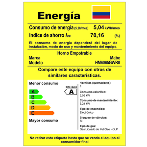 Horno de Empotrar a Gas 60cm Panel touch Mabe - HM6065GWR0