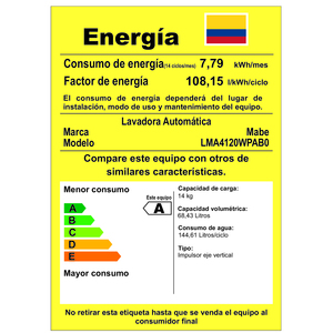 Lavadora Digital Automática de 14 kg Silver Mabe - LMA4120WPAB0
